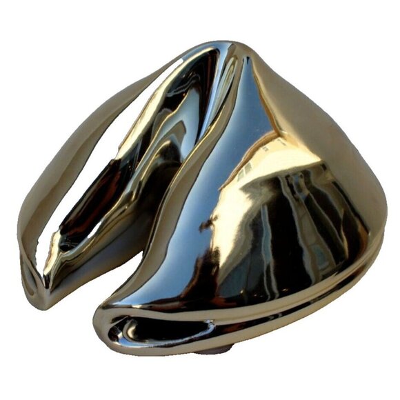 New Large Ceramic Gold Food Retro MCM Lucky Fortune Cookie Figure Room Decor - Picture 2 of 2